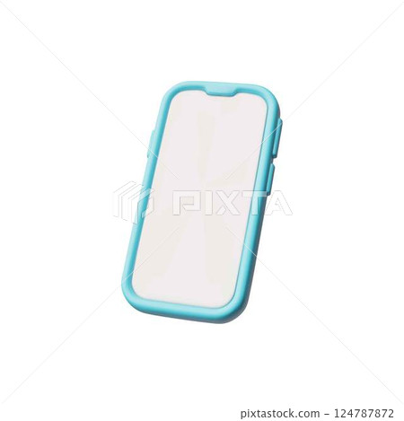 Mobile smartphone with white blank screen 3D vector icon, realistic gadget with empty vertical screen with blue case 124787872
