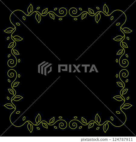 Floral curling frame. Decorative nature swirling background with leaves. Floral curling frame. Decorative nature swirling background with leaves. 124787911