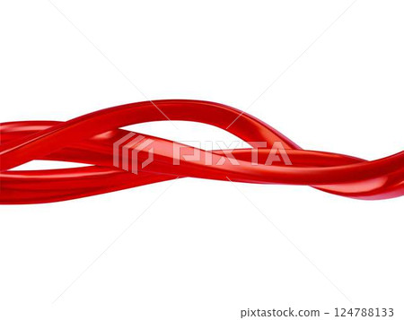 Glossy red twisted ribbons, realistic horizontal intertwined wave stripes shapes, curvy lines stream vector 3D design Glossy red twisted ribbons, realistic horizontal intertwined wave stripes shapes, curvy lines stream vector 3D design 124788133