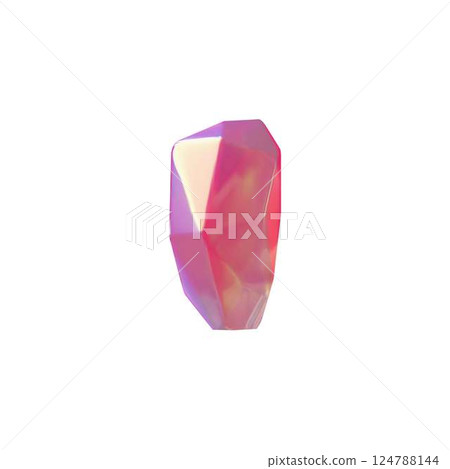 Vector 3d illustration of pink crystal with smooth edges, holographic surface and reflective light. Vector 3d illustration of pink crystal with smooth edges, holographic surface and reflective light. 124788144