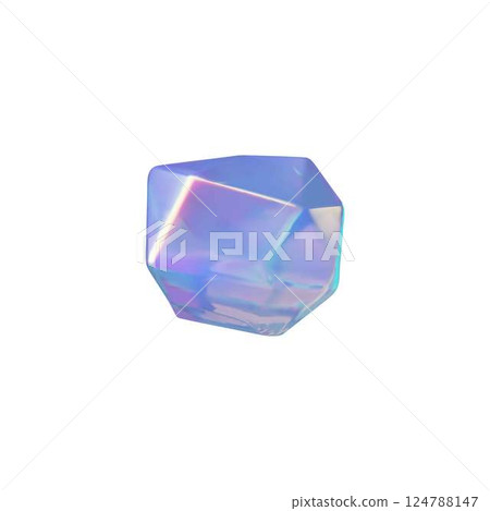 3D diamond vector icon, realistic gem stone iridescent pearl shine and sparkle effect, render dazzling crystal jewelry 124788147