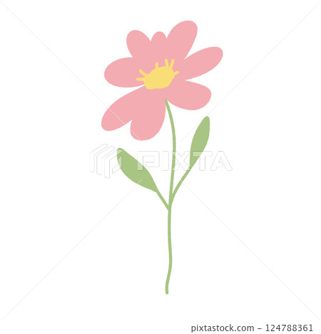 a pink flower Hand drawn illustration Easter Clipart element Invitations, gifts, greeting cards, print, textile 124788361