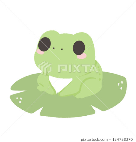 a Frog on a lily pad Hand drawn illustration Easter Clipart element Invitations, gifts, greeting cards, print, textile 124788370
