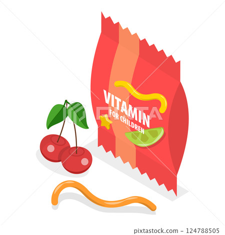 3D Isometric Flat Set of Chewy Jelly. Item 3 3D Isometric Flat Set of Chewy Jelly. Item 3 124788505