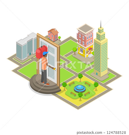 3D Isometric Flat  Illustration of Residence Permit. Item 3 124788528