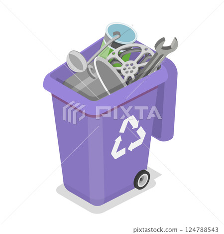 3D Isometric Flat  Illustration of Waste Management. Item 10 124788543