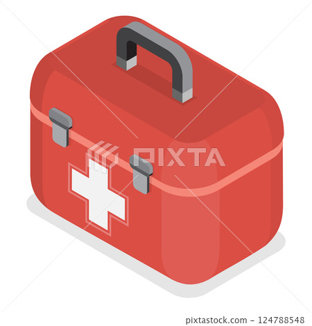 3D Isometric Flat Illustration of Medicine Chest. Item 3 3D Isometric Flat Illustration of Medicine Chest. Item 3 124788548