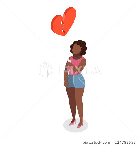 3D Isometric Flat  Illustration of Heartbreack. Item 2 124788555