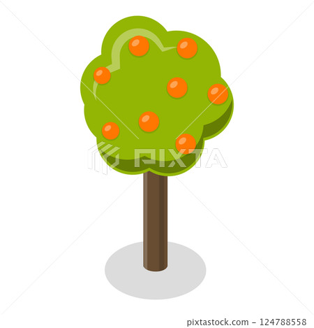 3D Isometric Flat  Set of Fruit Tree. Item 5 124788558
