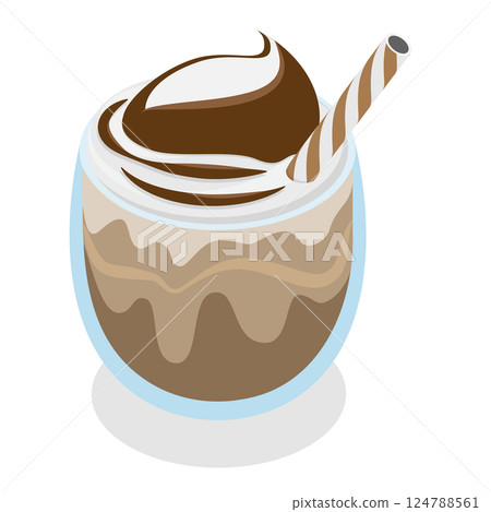 3D Isometric Flat  Set of Coffee Beverages. Item 4 124788561