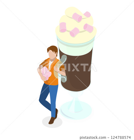 3D Isometric Flat Set of Various Hot And Cold Beverages. Item 1 3D Isometric Flat Set of Various Hot And Cold Beverages. Item 1 124788574