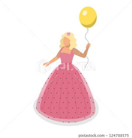 3D Isometric Flat Set of Princess Characters. Item 4 3D Isometric Flat Set of Princess Characters. Item 4 124788575