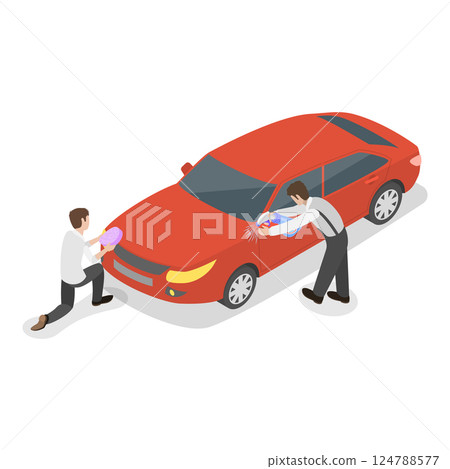3D Isometric Flat Illustration of Car Washing. Item 2 3D Isometric Flat Illustration of Car Washing. Item 2 124788577