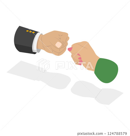 3D Isometric Flat  Illustration of Fists Bump Punch. Item 3 124788579