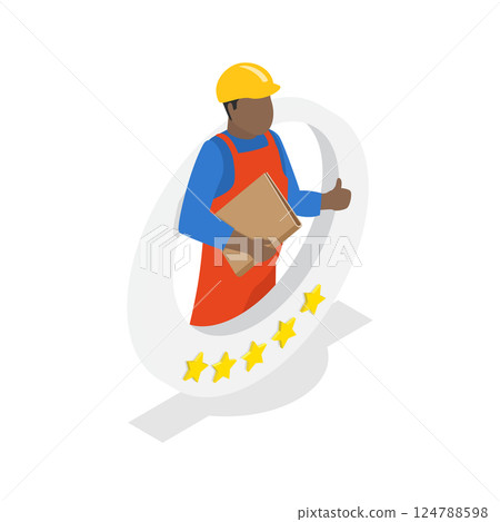 3D Isometric Flat  Illustration of Contractor Rating. Item 1 124788598