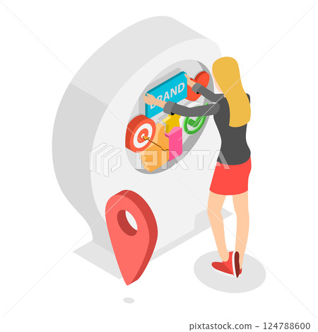 3D Isometric Flat  Illustration of Brand Position. Item 2 124788600