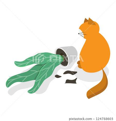 3D Isometric Flat Illustration of Naughty Pets. Item 3 3D Isometric Flat Illustration of Naughty Pets. Item 3 124788603