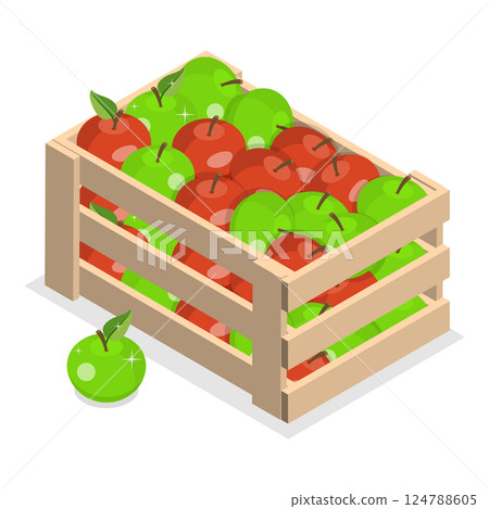 3D Isometric Flat  Illustration of Wood Organic Market Pack. Item 1 124788605