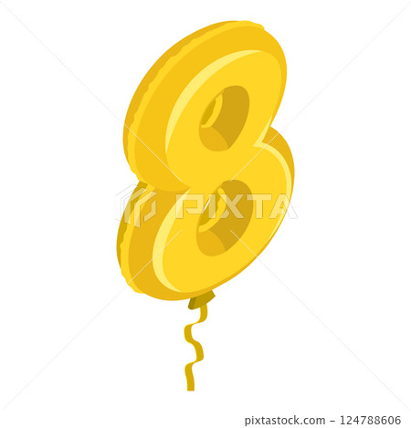 3D Isometric Flat  Illustration of Birthday Ballon. Item 6 124788606