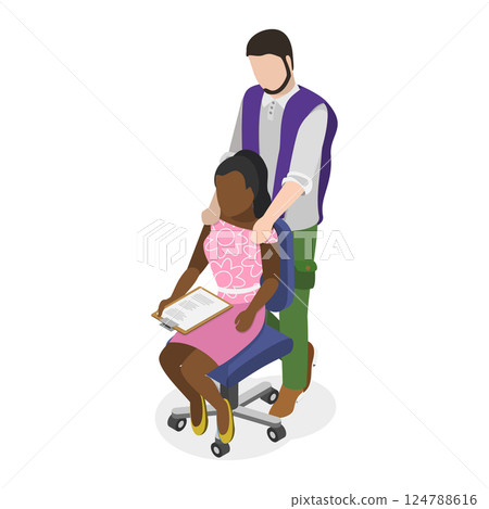 3D Isometric Flat  Illustration of Sexual Harassment. Item 1 124788616