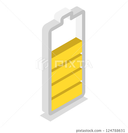 3D Isometric Flat  Set of Charging Level Batteries. Item 4 124788631