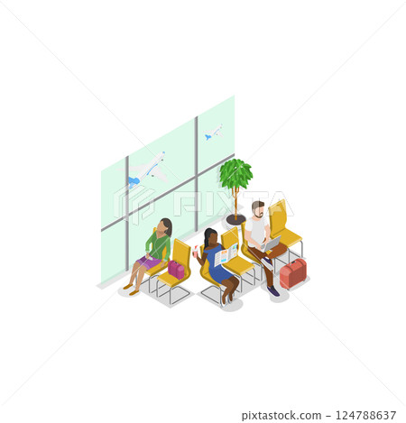 3D Isometric Flat Set of Airport Scenes. Item 1 3D Isometric Flat Set of Airport Scenes. Item 1 124788637