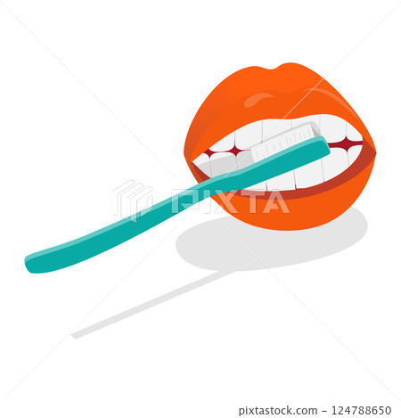 3D Isometric Flat Illustration of Teeth Cleaning. Item 6 3D Isometric Flat Illustration of Teeth Cleaning. Item 6 124788650