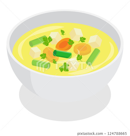 3D Isometric Flat  Set of Vegetarian Dishes. Item 4 124788665