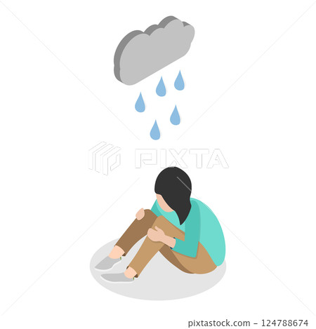 3D Isometric Flat Illustration of Emotional Mental Disorder. Item 4 3D Isometric Flat Illustration of Emotional Mental Disorder. Item 4 124788674