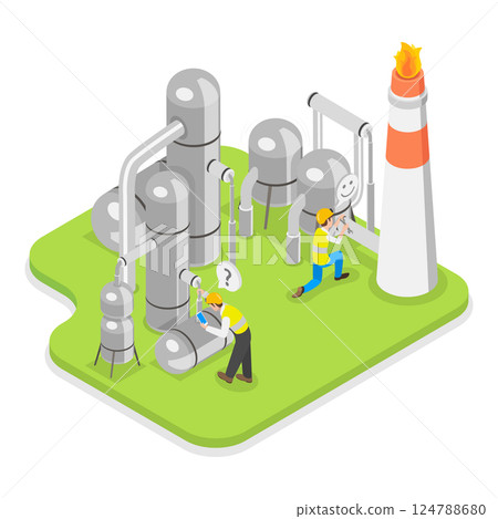 3D Isometric Flat  Illustration of Natural Gas Extraction. Item 2 124788680