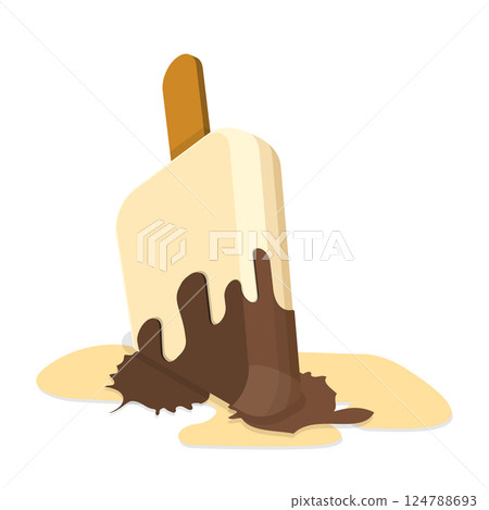 3D Isometric Flat  Illustration of Set of Fallen Ice Creams. Item 3 124788693