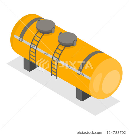 3D Isometric Flat  Illustration of Gas Cylindrical Containers. Item 6 124788702