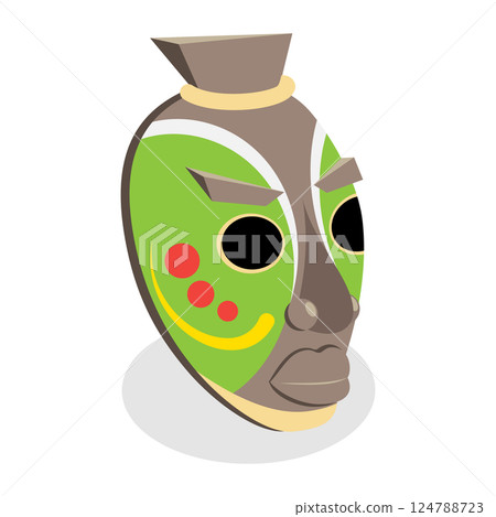 3D Isometric Flat Illustration of African Shaman. Item 3 3D Isometric Flat Illustration of African Shaman. Item 3 124788723