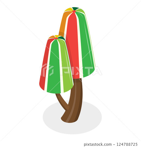 3D Isometric Flat  Set of Fantasy Sweet Land Elements. Item 1 124788725