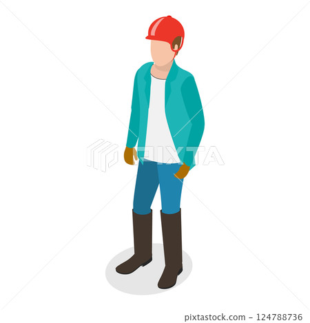 3D Isometric Flat Set of Equestrian Elements. Item 4 3D Isometric Flat Set of Equestrian Elements. Item 4 124788736