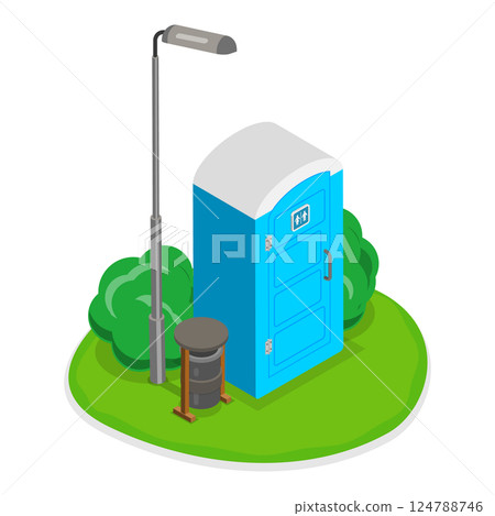3D Isometric Flat  Set of Portable Toilets. Item 3 124788746