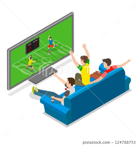 3D Isometric Flat  Illustration of Friends Time Together. Item 3 124788753