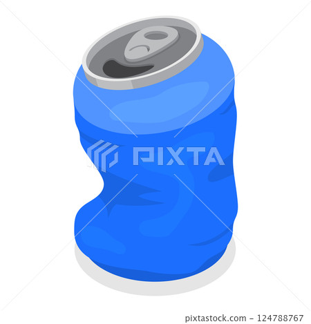 3D Isometric Flat  Set of Plastic Waste. Item 1 124788767