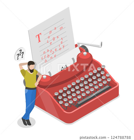 3D Isometric Flat Illustration of Writers Or Poets. Item 4 3D Isometric Flat Illustration of Writers Or Poets. Item 4 124788788