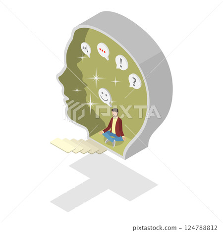 3D Isometric Flat Illustration of Introvert Vs Extrovert. Item 2 3D Isometric Flat Illustration of Introvert Vs Extrovert. Item 2 124788812