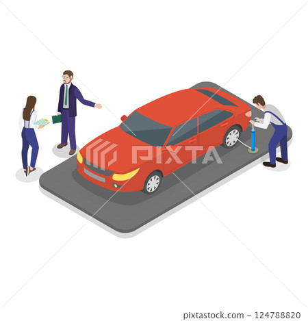 3D Isometric Flat  Illustration of Car Service. Item 2 124788820