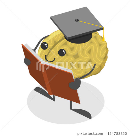 3D Isometric Flat  Illustration of Smart Healthy Human Brain. Item 1 124788830