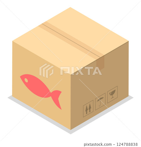3D Isometric Flat  Set of Fish Production. Item 3 124788838