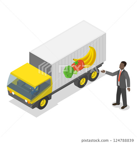 3D Isometric Flat  Illustration of Grocery Food Delivery. Item 2 124788839