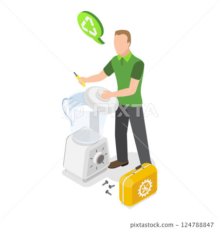3D Isometric Flat Illustration of Zero Waste. Item 1 3D Isometric Flat Illustration of Zero Waste. Item 1 124788847
