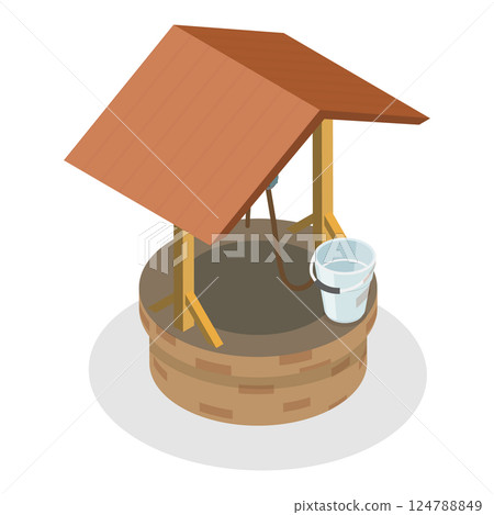 3D Isometric Flat  Set of Rainwater Harvesting Items Part 3. Item 2 124788849