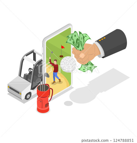 3D Isometric Flat Illustration of People Bet On Sports Online. Item 1 3D Isometric Flat Illustration of People Bet On Sports Online. Item 1 124788851