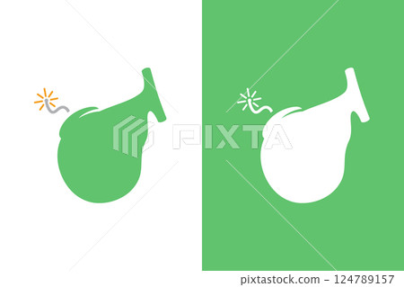 Vector gallbladder and bomb logo combination. Gallbladder logotype design template. 124789157