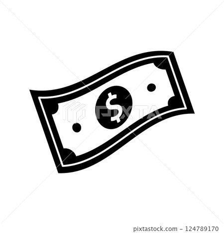 A dollar bill black icon. Investment and business concept. Vector illustration. 124789170