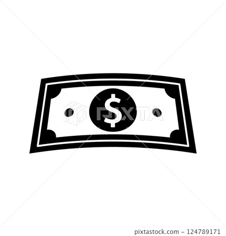 Money black icon. Investment and business concept. Vector illustration. Money black icon. Investment and business concept. Vector illustration. 124789171